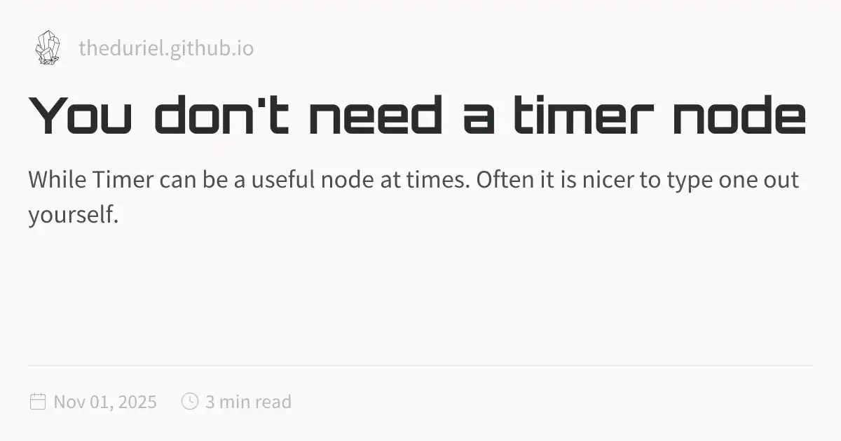 You don't need a timer node